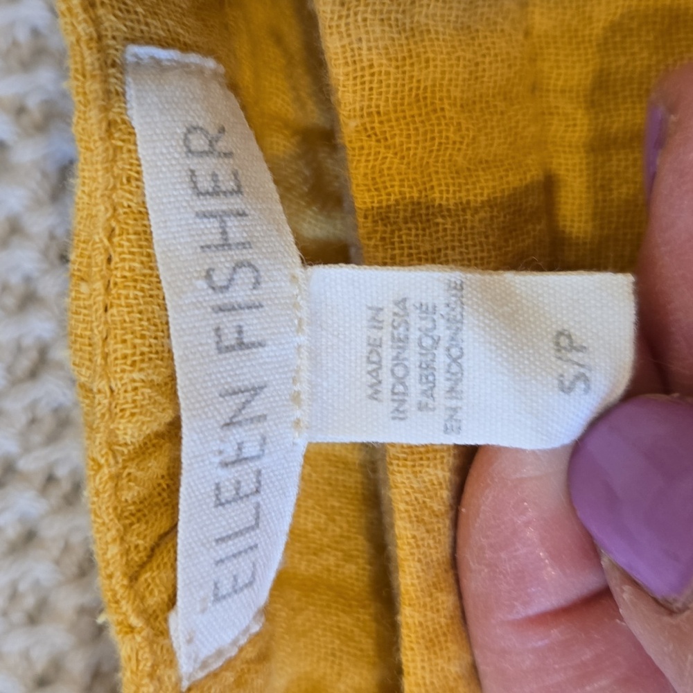 Eileen Fisher Yellow Cap Sleeve Dress, Pockets, Fringe Bottom, Fits Up To 1x - Picture 5 of 9